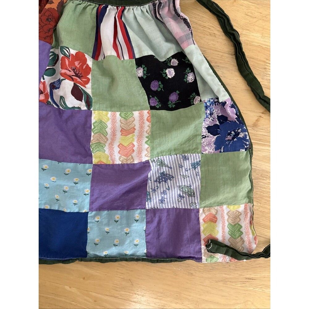 Vintage Fall colors patch work half apron Small Reversible Home Made - Picture 4 of 12